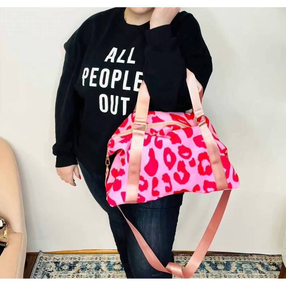 NEW TRIPLE A leopard duffle bag in pink